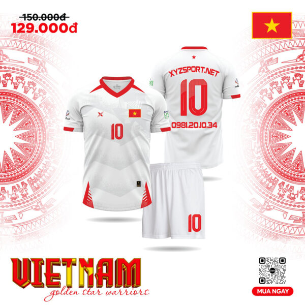 Bộ Quần Áo Đội Tuyển Việt Nam Màu Trắng Đỏ Độc Đáo