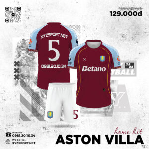 Áo Đấu Aston Villa 25/26 Home Màu Đỏ Đô Sang Trọng