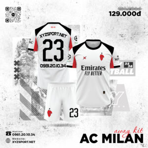 Bộ Quần Áo Bóng Đá AC Milan Away 25/26 - Trắng Chủ Đạo