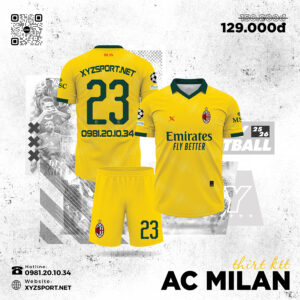 Bộ Đồ Thể Thao AC Milan Third Kit 2025/26 Màu Vàng Tươi Cá Tính