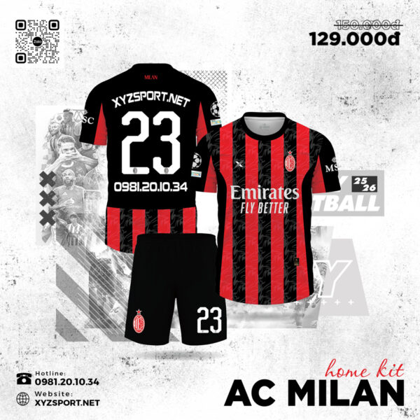 Áo Đấu AC Milan Sân Nhà 25/26 - Đỏ Đen Truyền Thống