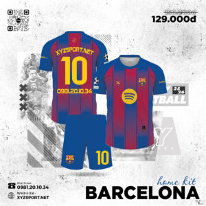 Áo Bóng Đá Barcelona Sân Nhà 2025-2026 Màu Xanh Bích