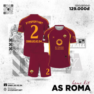 Áo Đấu AS Roma Home Kit 2025/2026 Màu Đỏ Đô Chính Thức