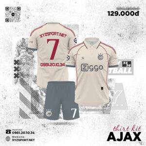 Áo Đấu Ajax Third Kit 2025-2026 Màu Kem Nổi Bật