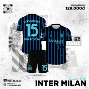 Mẫu Inter Milan Home Kit 25/26 Màu Đen Phối Xanh Bích Mạnh Mẽ