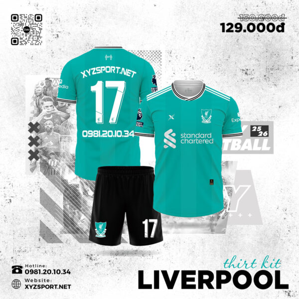 Áo Bóng Đá Liverpool Third Kit 2025/2026 - Xanh Ngọc Cá Tính