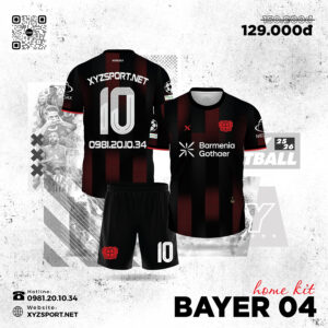 Bayer 04 Home Kit 25/26 Màu Đen Đỏ Cá Tính, Phong Cách Thể Thao