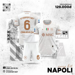Áo Đấu Napoli Away 25/26 Màu Trắng Phối Vàng Đồng Thanh Lịch