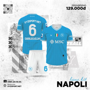 Bộ Quần Áo Bóng Đá Napoli Home Kit 2025/26 MÀU Xanh Ya