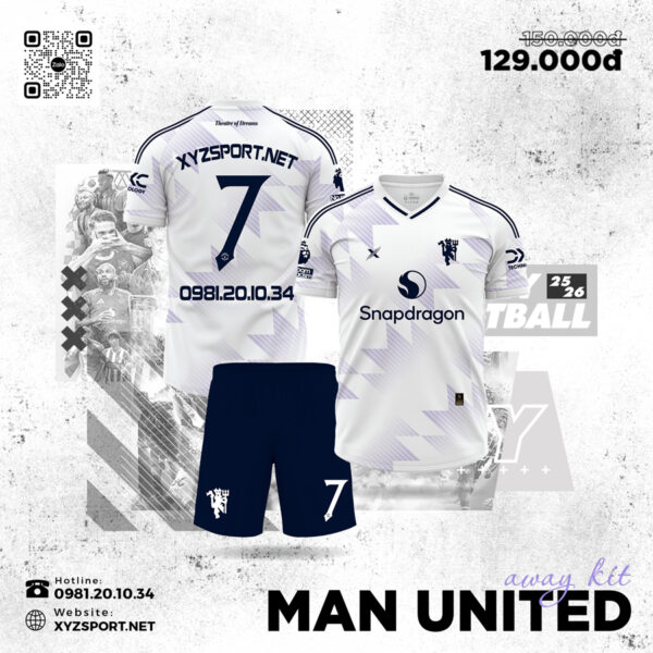 Mẫu Manchester United Sân Khách 2025-2026 Màu Trắng Hiện Đại
