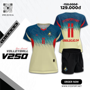 Mẫu Áo Bóng Chuyền V250 Màu Vàng Kem Cá Tính