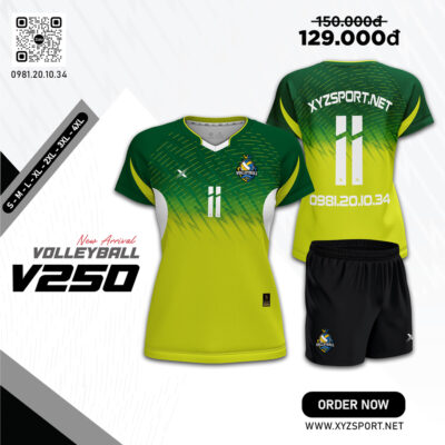 Mẫu Quần Áo Bóng Chuyền V250 Màu Xanh Chuối Độc Lạ