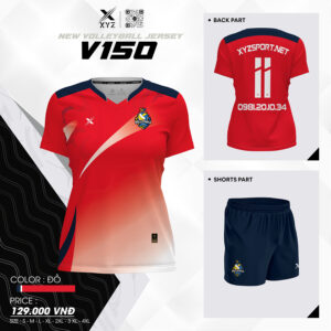 Mẫu Thiết Kế Áo Bóng Chuyền V150 Màu Đỏ – Năng Lượng Bứt Phá