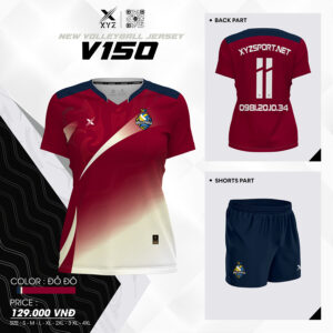 Quần Áo Bóng Chuyền V150 Màu Đỏ Đô Năng Động