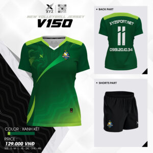 Áo Bóng Chuyền Mới V150 Màu Xanh Ve Chai Nổi Bật Mới Lạ