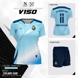 Đồng Phục Bóng Chuyền V150 Màu Xanh MC Thoáng Mát