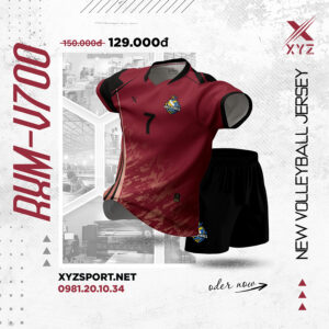 Đồ Thi Đấu Bóng Chuyền RXM-V700 Màu Đỏ Đô - Mạnh Mẽ Và Thể Thao