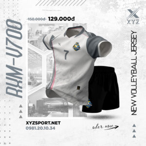 RXM-V700 Màu Trắng – Bộ Quần Áo Bóng Chuyền Thoáng Mát,Thời Trang