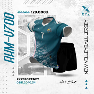 thiết Kế Mẫu Áo Bóng Chuyền RXM-V700 Màu Xanh Lý Trẻ Trung