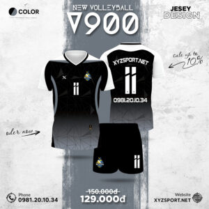 Mẫu Áo Bóng Chuyền V900 Màu Đen Thể Thao Nổi Bật