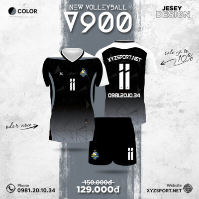 Mẫu Áo Bóng Chuyền V900 Màu Đen Thể Thao Nổi Bật