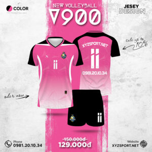 Đồng Phục Bóng Chuyền Thiết Kế V900 Màu Hồng Đậm Trẻ Trung Và Nổi Bật