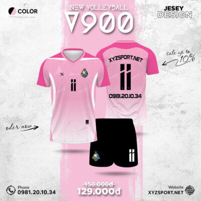 Mẫu Áo Bóng Chuyền Mới Ra Mắt V900 Màu Hồng Nổi Bật