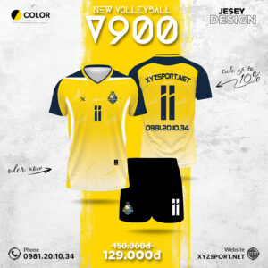 Quần Áo Bóng Chuyền V900 Màu Vàng Thời Thượng