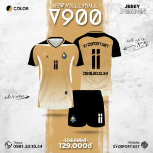 Mẫu Đồng Phục Bóng Chuyền V900 Màu Vàng Đồng Hiện Đại Cá Tính