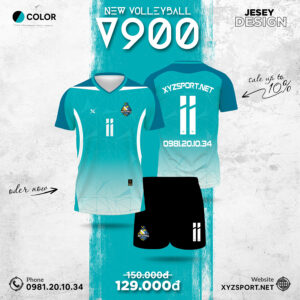 Bộ Quần Áo Bóng Chuyền Nam - Nữ V900 Màu Xanh Ngọc Hiện Đại