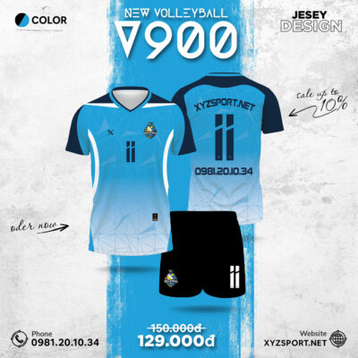 Thiết Kế Áo Bóng Chuyền V900 Màu Xanh Ya Năng Động Và Cá Tính