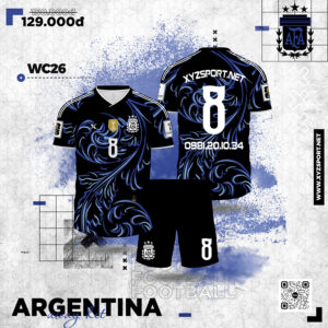 Ra Mắt Áo Đấu Argentina 2026 Away Màu Đen Họa Tiết Nổi Bật