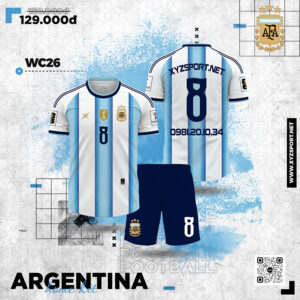 Áo Đội Tuyển Argentina 2026 Sân Nhà HA-PRO - Màu Xanh Trắng Tự Hào