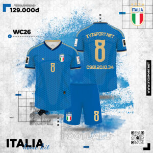 Quần Áo Bóng Đá Italia 2026-27 Sân Nhà Màu Xanh Bích - Đậm Chất Trẻ Trung, Đẳng Cấp Sang Trọng