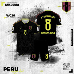 Ra Mắt Áo Bóng Đá Concept Peru Away 2026/27 Màu Đen Phối Neon Cá Tính