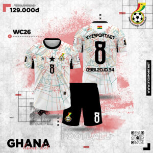 Áo Đấu Ghana Sân Khách 2026 Màu Trắng Chủ Đạo Phối Họa Tiết Đa Sắc