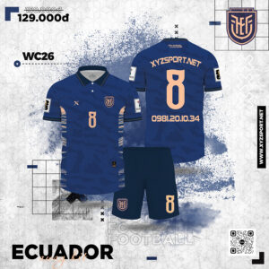 Áo Đội Tuyển Ecuador Sân Khách 2026 Màu Tím Than Cá Tính