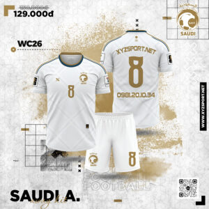 Mẫu Áo Saudi Arabia 2026 Away Màu Trắng – Đỉnh Cao Thiết Kế Thanh Lịch VàTiện Dụng