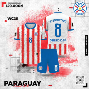 Áo Đấu Paraguay Away 2026 Màu Trắng Đỏ Xanh Đậm Sắc Truyền Thống