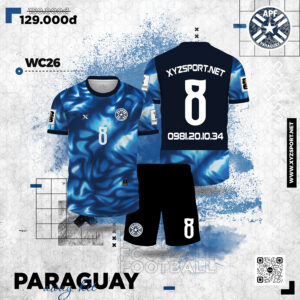 Mẫu Áo Đội Tuyển Paraguay 2026 Sân Khách Màu Tím Than Chấm Loang