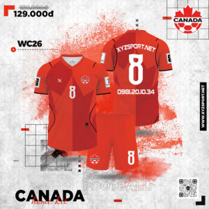 Mẫu Áo Đấu Canada 2026 Màu Đỏ – Đậm Chất Thể Thao, Bứt Phá Mọi Giới Hạn