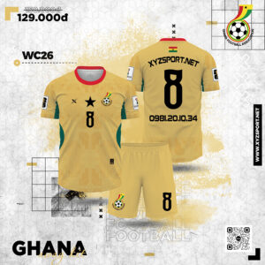 Quần Áo Thi Đấu Ghana Away 2026 Màu Vàng Đồng – Đẳng Cấp Và Năng Động