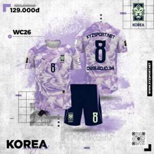 Áo Bóng Đá Màu Tím Họa Tiết Cánh Hoa Đội Tuyển Korea World Cup 2026