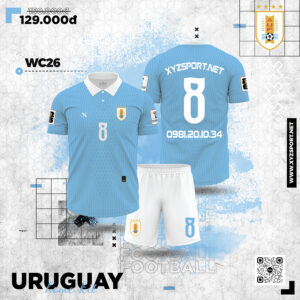 Áo Đấu Uruguay 2026 Sân Nhà Màu Xanh MC Truyền Thống Đẳng Cấp