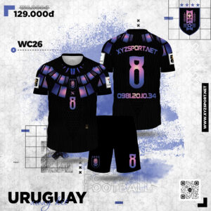 Bộ Quần Áo Thể Thao Uruguay 2026 World Cup SK-04 – Đen Gradient Xanh Tím Nổi Bật